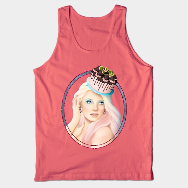 Strawberry Cake (Hat) Tank Top by CatAstropheBoxes